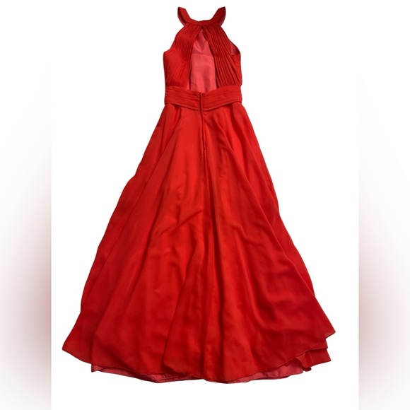 Allure Bridal coral open back chiffon maxi bridesmaid dress NWOT - Picture 2 of 6